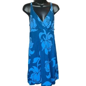 Patagonia | Blue Tropical Print Casual Dress, Vacation and Beach, Size Medium